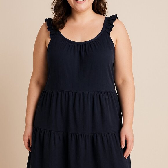 Boden Woman's Navy Blue Tank Dress Knee High US 16/18R UK 20R Baumwolle Cotton - Picture 1 of 10